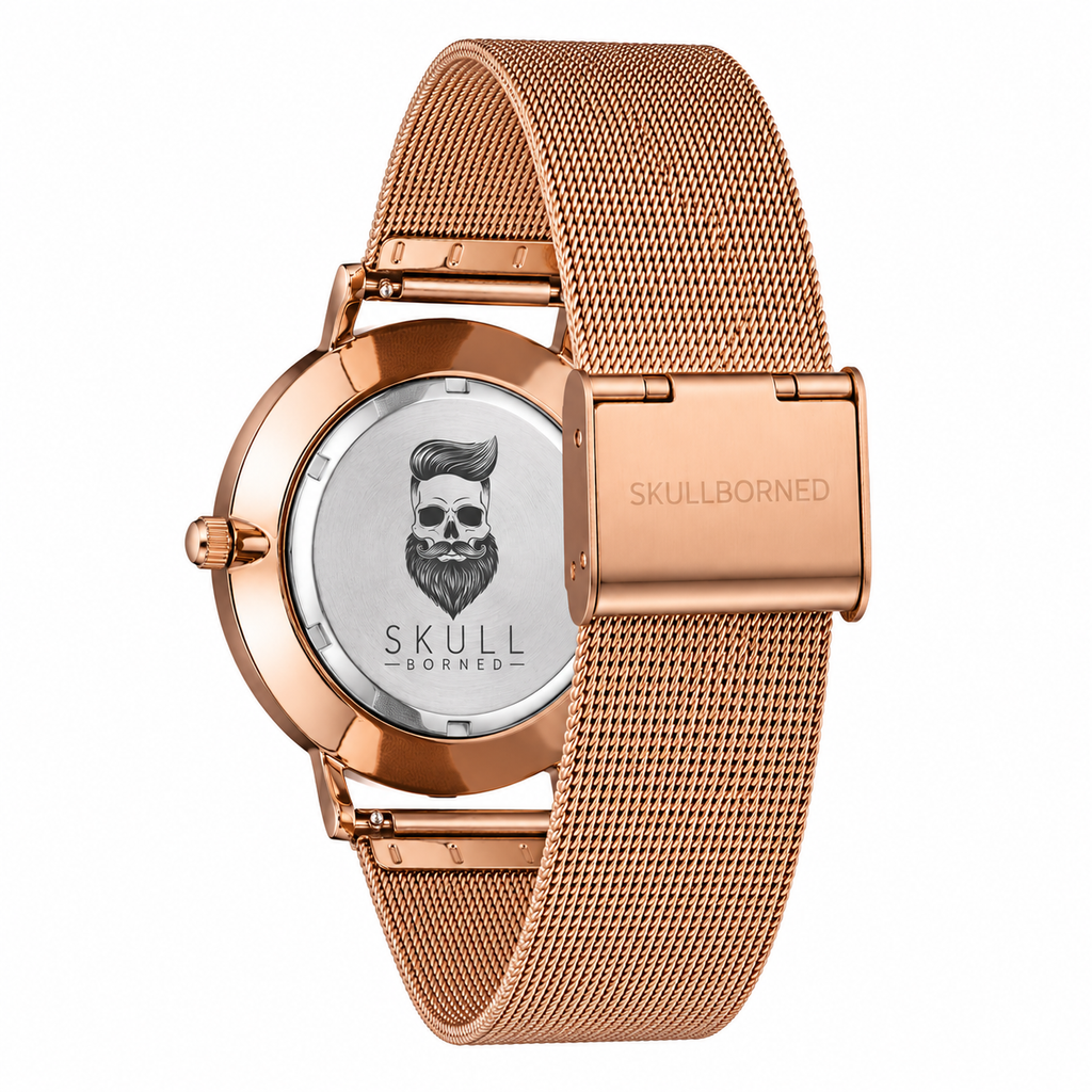 RELOJ PARA DAMA | ROSE GOLD BLACK SKULL