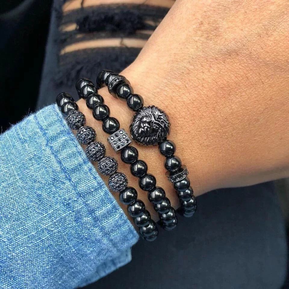 RELOJ Y PULSERA UNISEX | DÚO KING LION  MEN BLACK