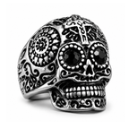Anillo de calavera Crusader Black en acero inoxidable 316L — Skullborned