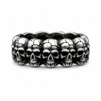 Anillo Legión con banda de calaveras en acero inoxidable 316L — Skullborned