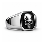 Anillo sello de calavera Phantom Silver en acero inoxidable 316L — Skullborned