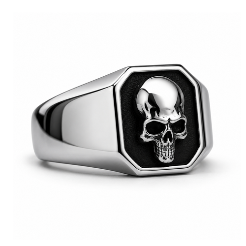 Anillo sello de calavera Phantom Silver en acero inoxidable 316L — Skullborned