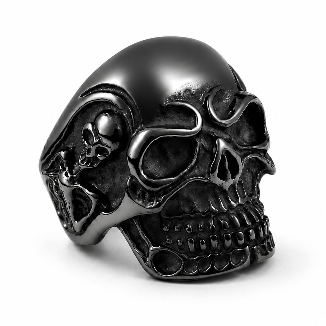 Anillo de calavera Reaper Black en acero inoxidable 316L — Skullborned