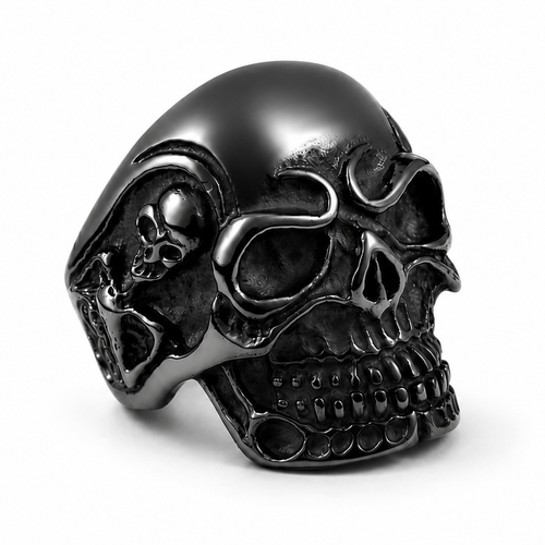 Anillo de calavera Reaper Black en acero inoxidable 316L — Skullborned