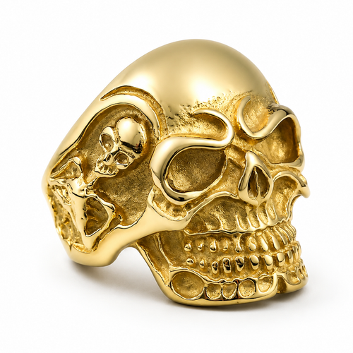 Anillo de calavera Reaper Gold en acero inoxidable 316L — Skullborned