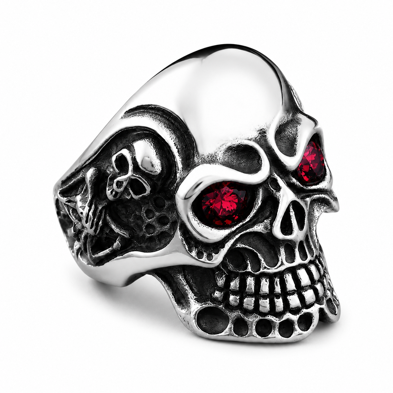 Anillo de calavera Reaper Red en acero inoxidable 316L — Skullborned