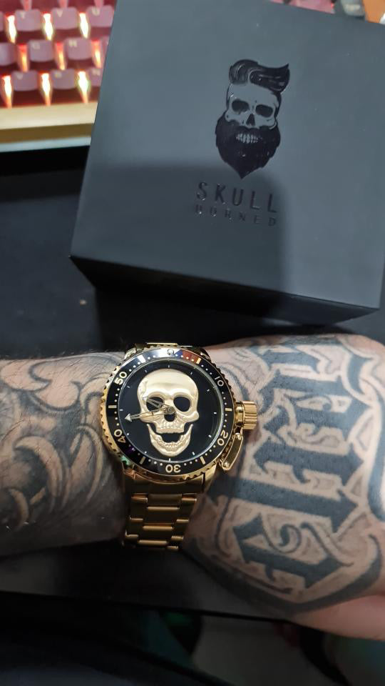 RELOJ PARA HOMBRE | DARK GOLDEN ROCK SKULL — estilo 5