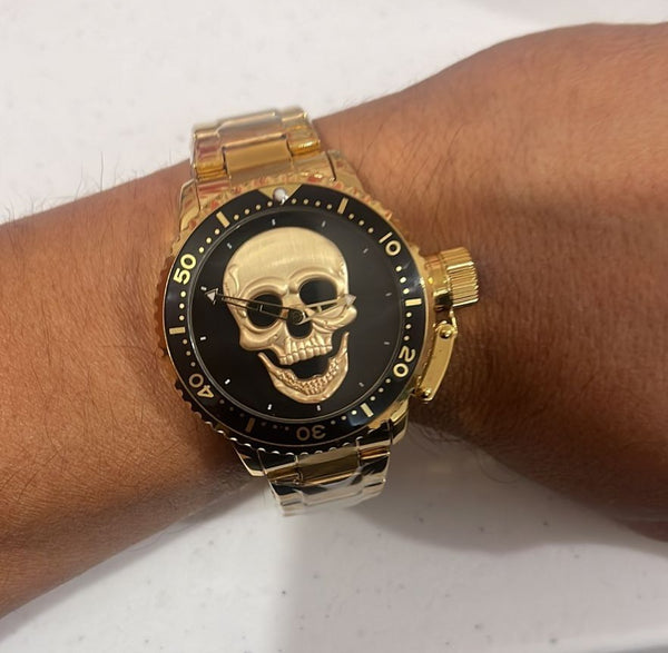 RELOJ PARA HOMBRE | DARK GOLDEN ROCK SKULL — estilo 2