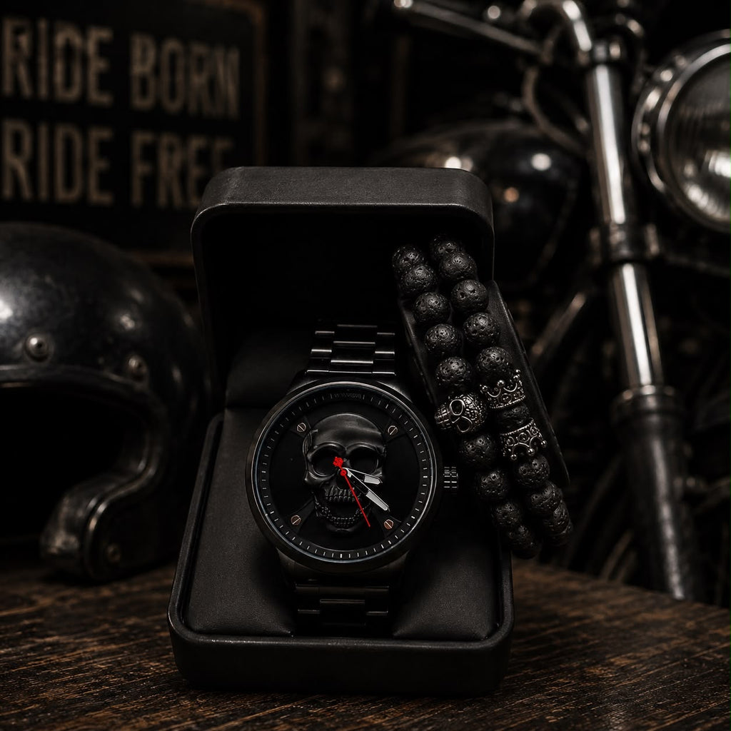RELOJ Y PULSERA UNISEX | DÚO BLACK GHOST