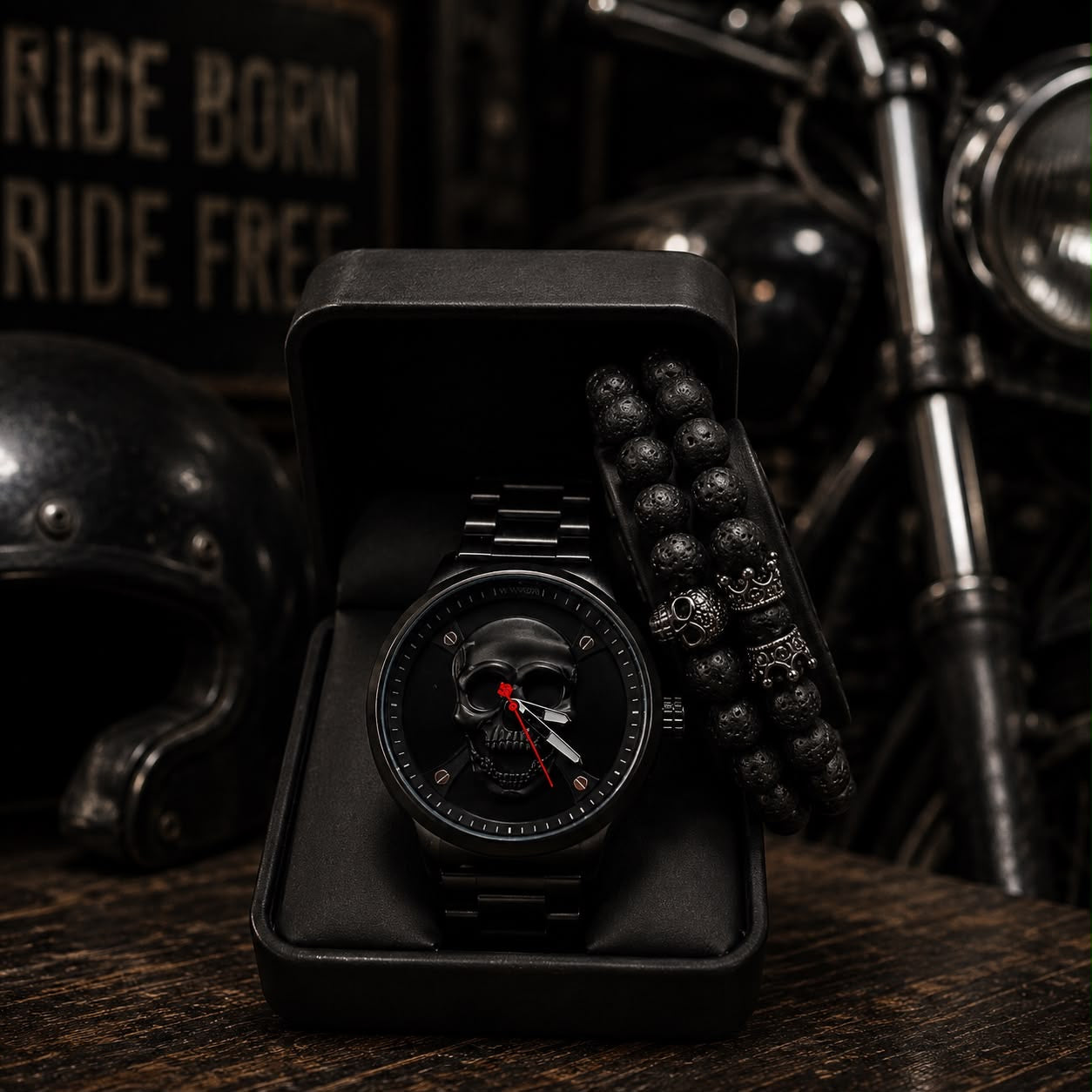 RELOJ Y PULSERA UNISEX | DÚO BLACK GHOST