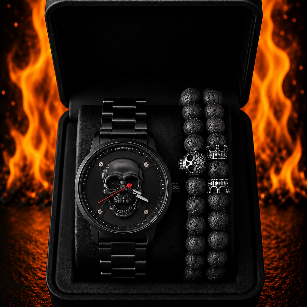RELOJ Y PULSERA UNISEX | DÚO BLACK GHOST