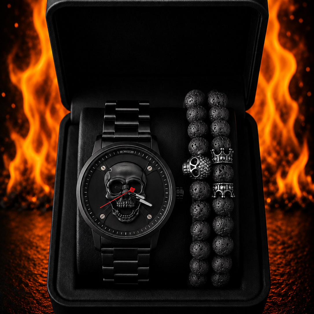 RELOJ Y PULSERA UNISEX | DÚO BLACK GHOST