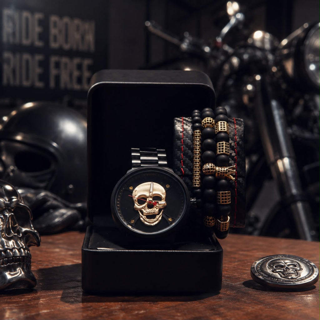 RELOJ Y PULSERA UNISEX | DÚO GOLD GHOST KING BAR