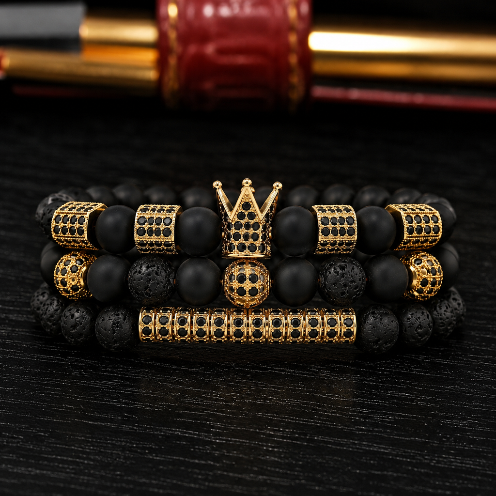 RELOJ Y PULSERA UNISEX | DÚO GOLD GHOST KING BAR