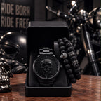 RELOJ Y PULSERA UNISEX | DÚO MEN BLACK SKULL