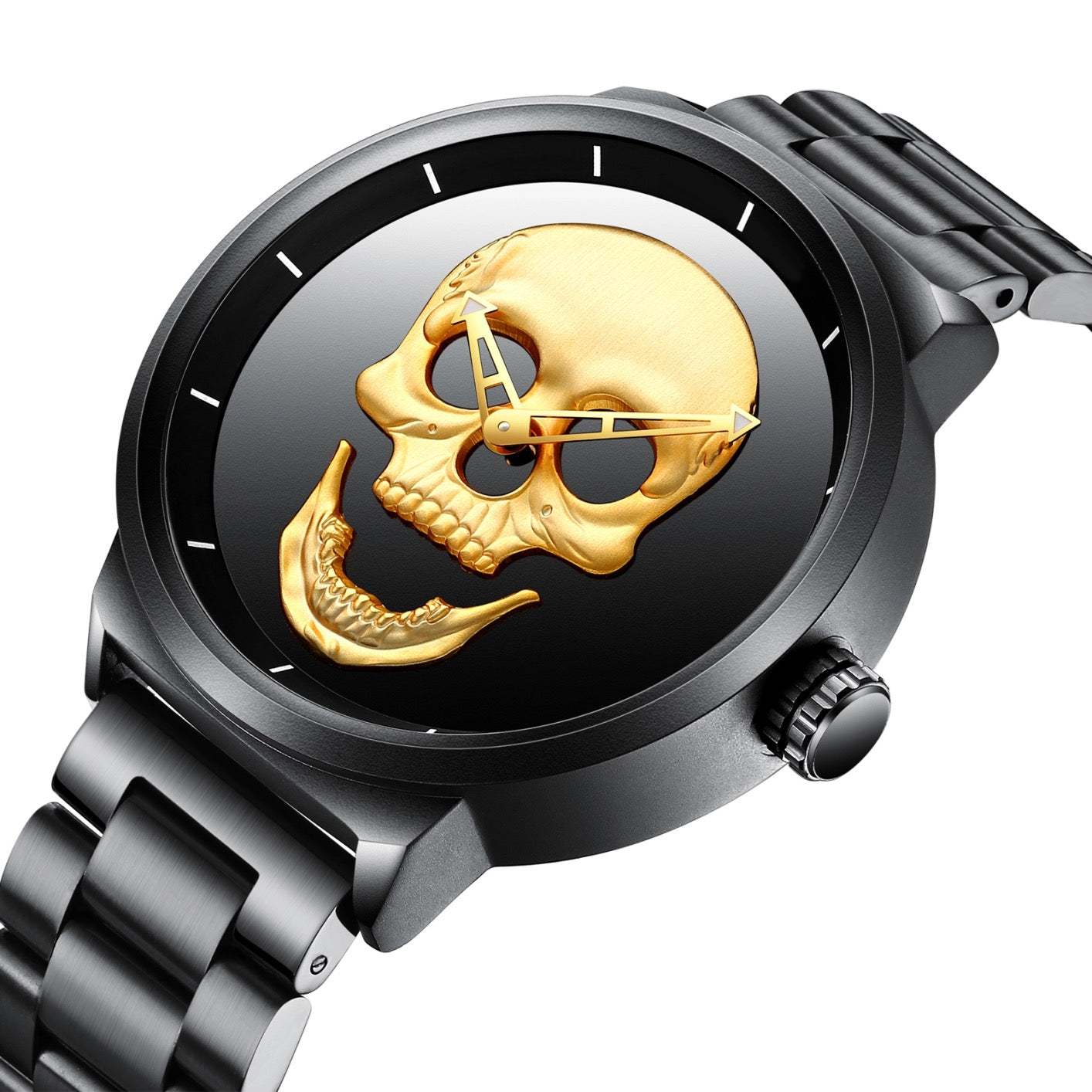 RELOJ Y PULSERA UNISEX | DÚO MEN GOLDEN SKULL