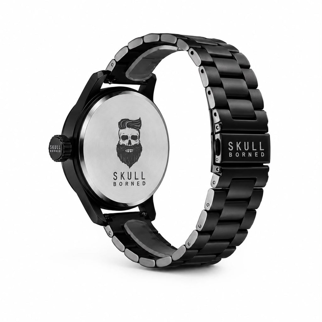 RELOJ Y PULSERA UNISEX | DÚO MEN GOLDEN SKULL