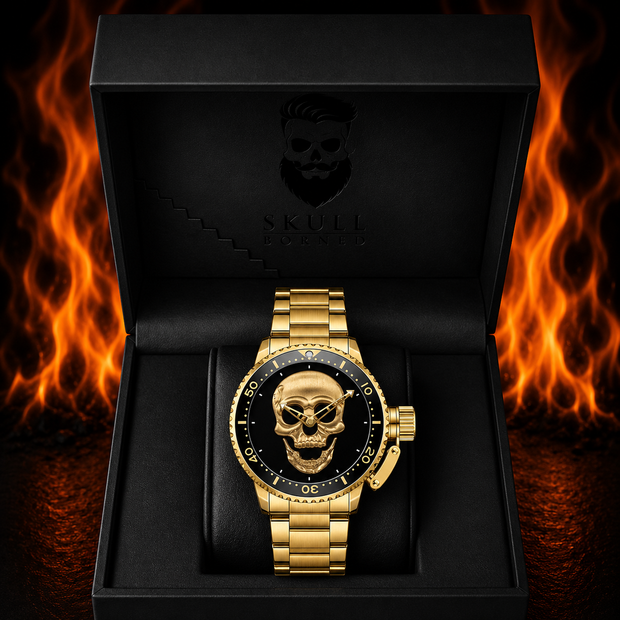 RELOJ PARA HOMBRE | DARK GOLDEN ROCK SKULL
