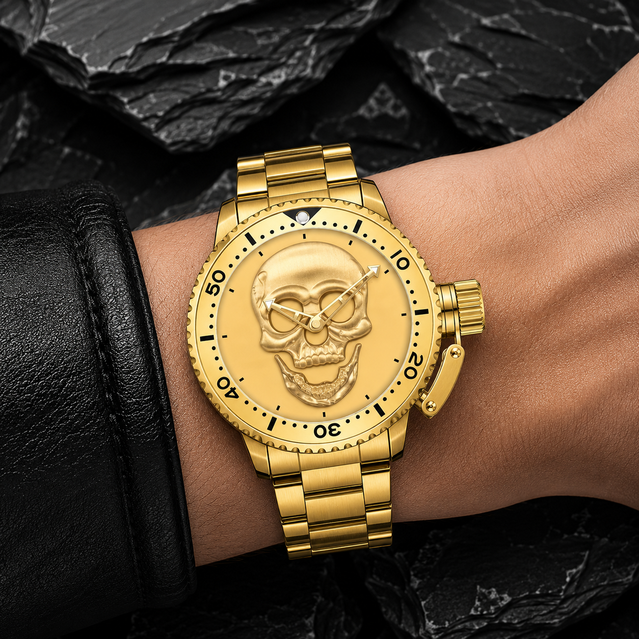 RELOJ PARA HOMBRE | GOLD ROCK SKULL