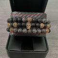 SET DE PULSERAS PARA HOMBRE | SKULL ONYX GOLD