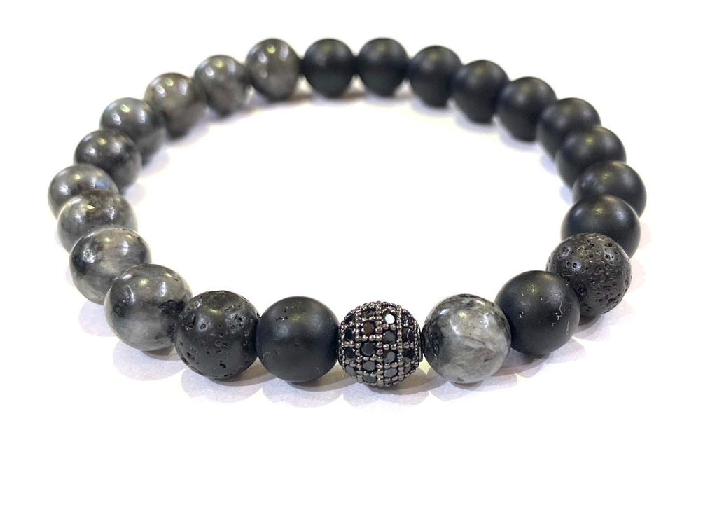 SET DE PULSERAS PARA HOMBRE |  SKULL ONYX BLACK