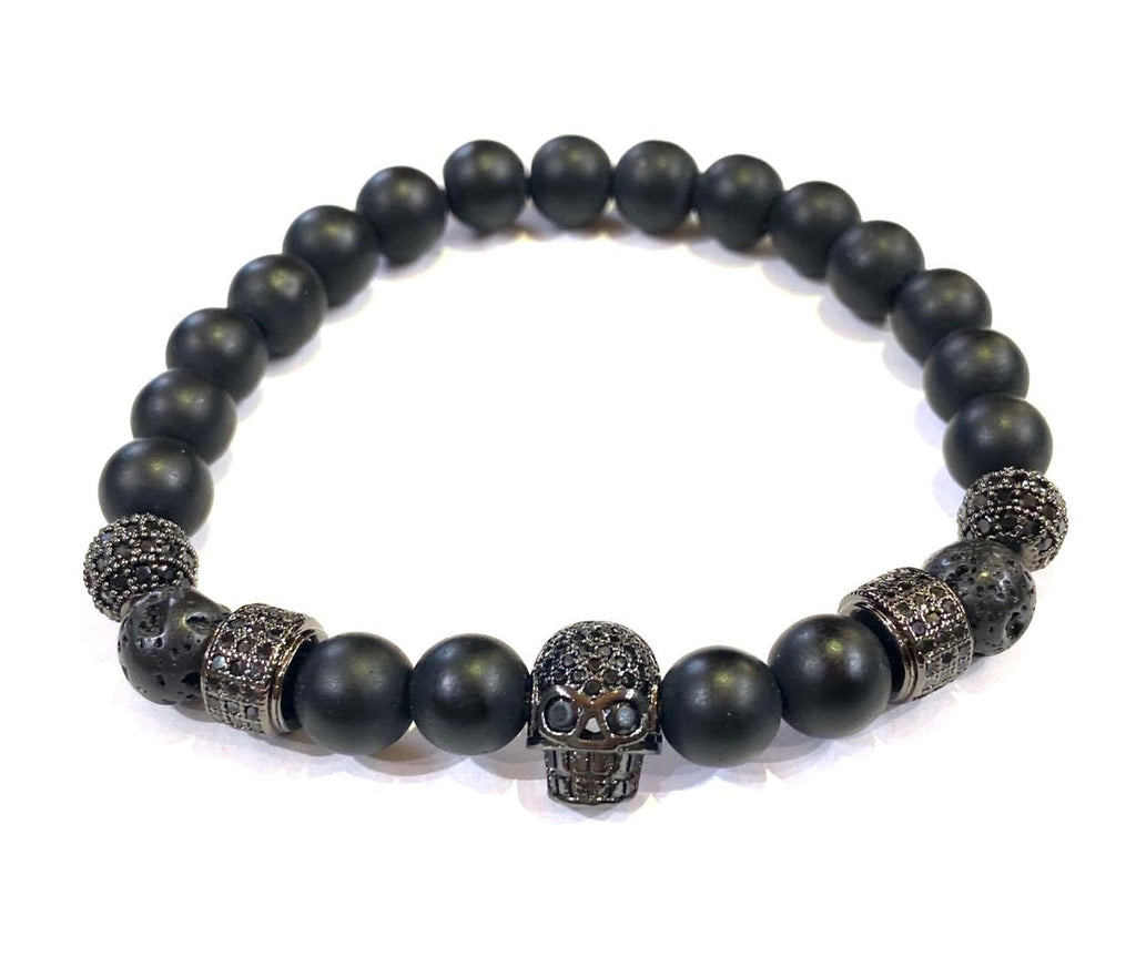 SET DE PULSERAS PARA HOMBRE |  SKULL ONYX BLACK