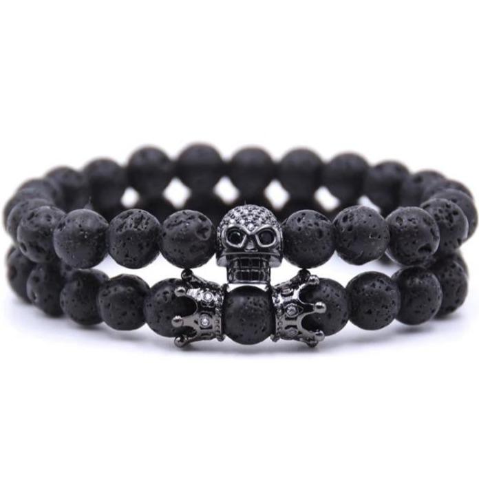 SET DE PULSERAS PARA HOMBRE | SKULL BLACK