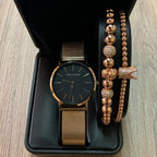 SET DE RELOJ Y PULSERAS PARA DAMA | DÚO ROSE GOLD BLACK SKULL