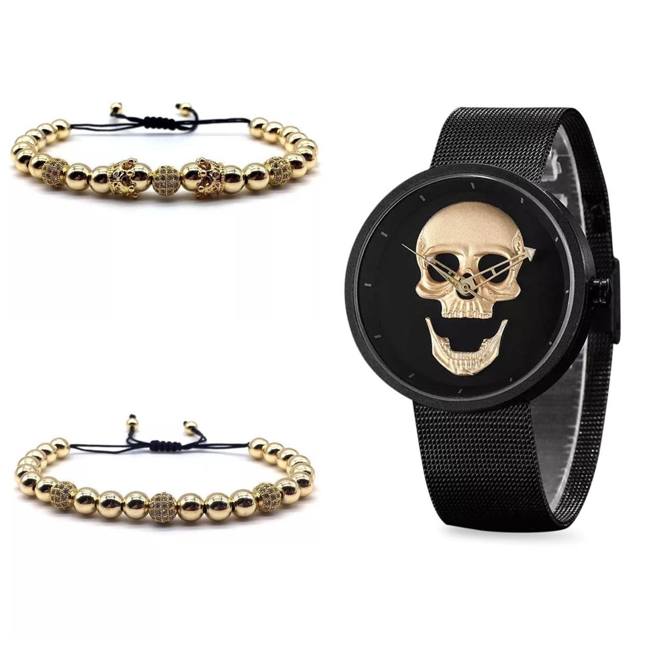SET DE RELOJ, PULSERAS Y DIJE PARA MUJER | LUXURY SKULL PACKET