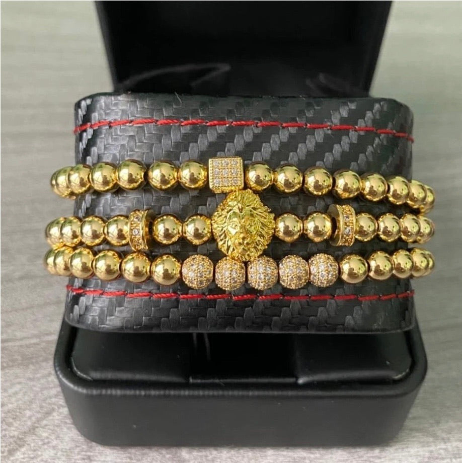 RELOJ Y PULSERA PARA HOMBRE | DÚO GOLDEN KING LION GOLD EDICIÓN ZAFIRO