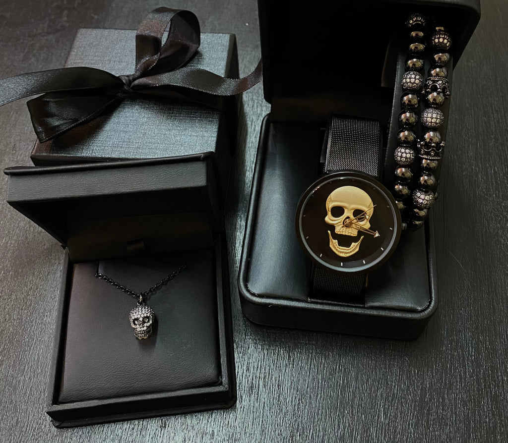SET DE RELOJ, PULSERAS Y DIJE PARA MUJER | LUXURY SKULL PACKET